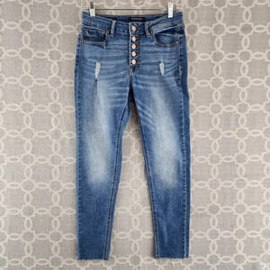 Vigoss ACE Skinny Button Fly High Distressed Skinny  Raw Hem Jeans 27